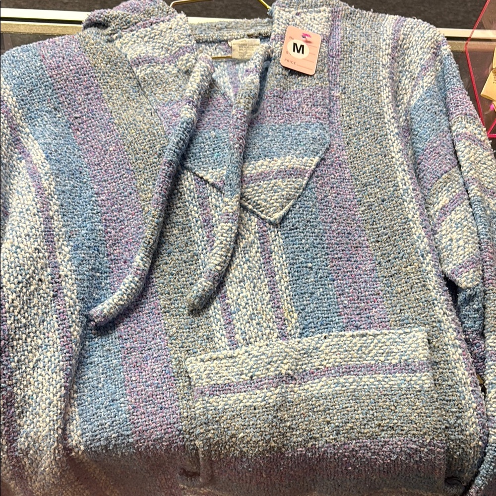 Men's Blue and Purple Striped Sweater